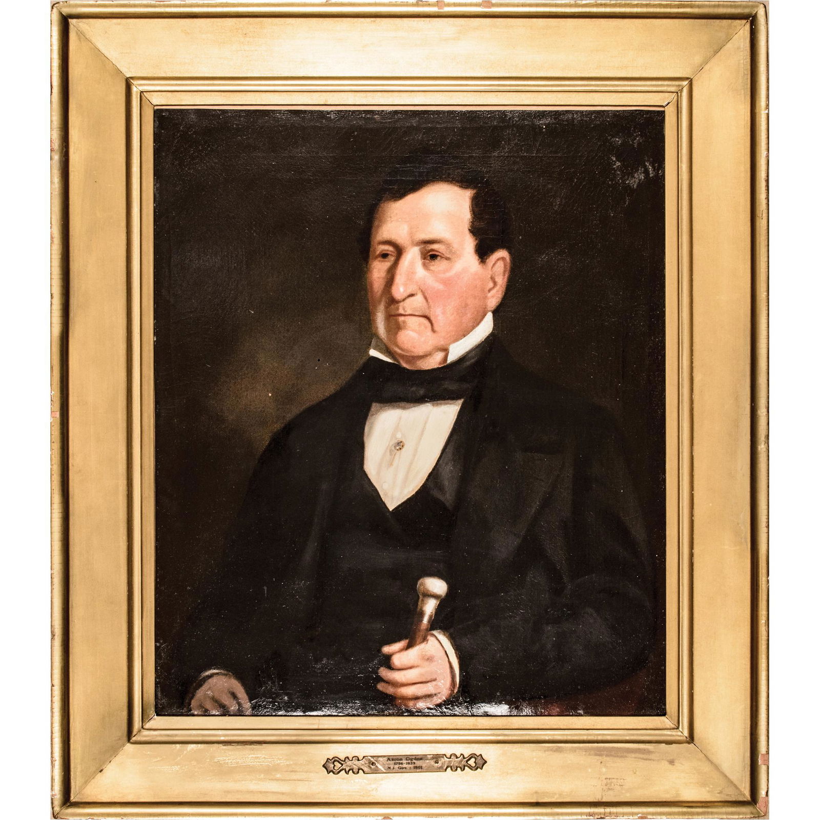 1856 New Jersey Governor Aaron Ogden 1756-1839 Artist Signed + Dated Original Oil on Canvas Painting (1 of 2)