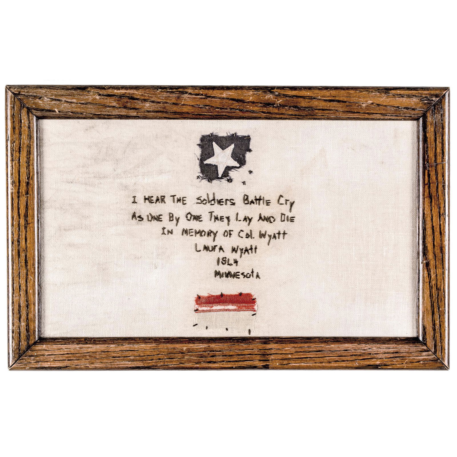 1844-Dated Handmade Folk Art Needlework Memorial Tribute Sampler by Laura Wyatt - 1844 Minnesota (1 of 1)