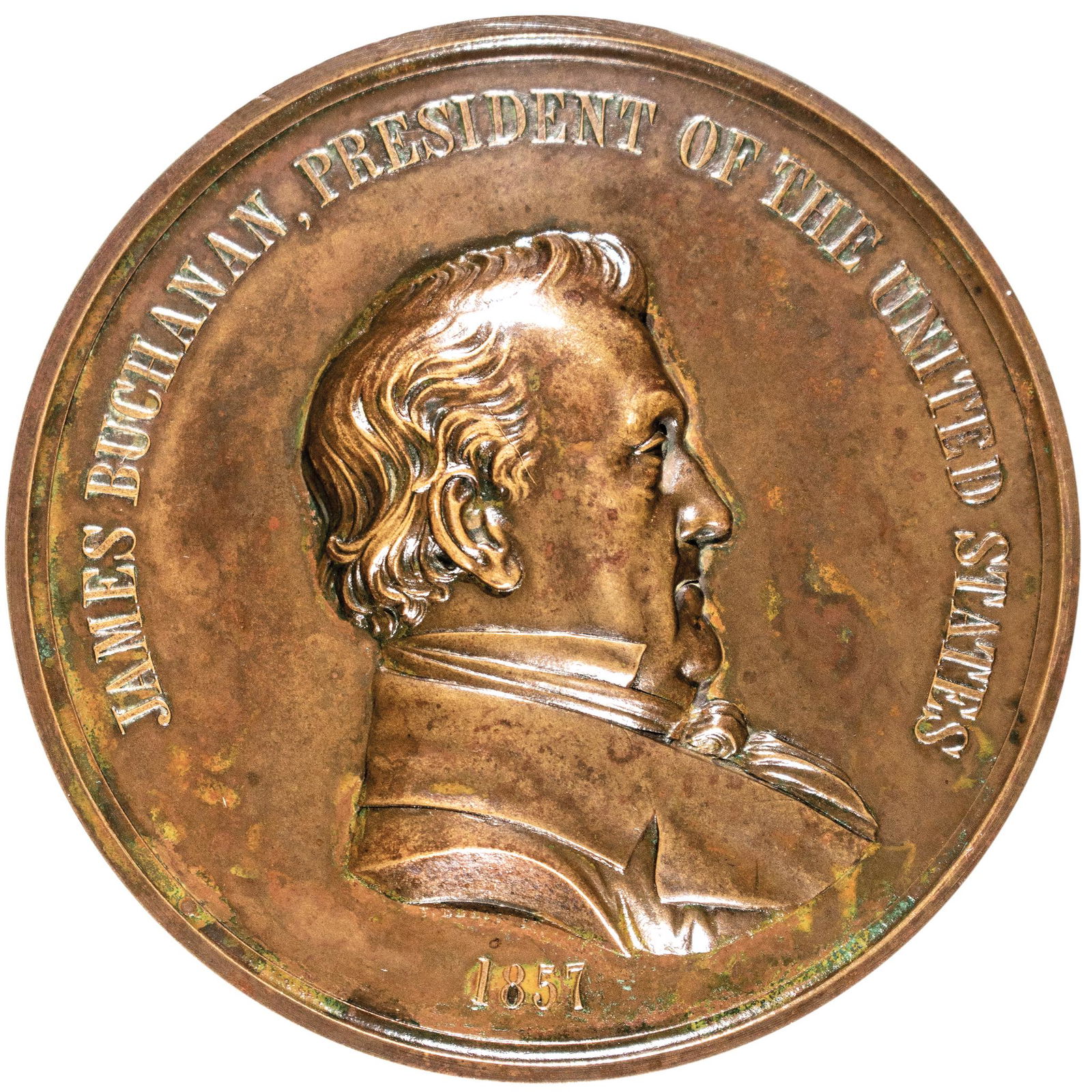 (1857-Dated) James Buchanan Indian Peace Medal, Struck in Bronze, First Largest Size (1 of 2)