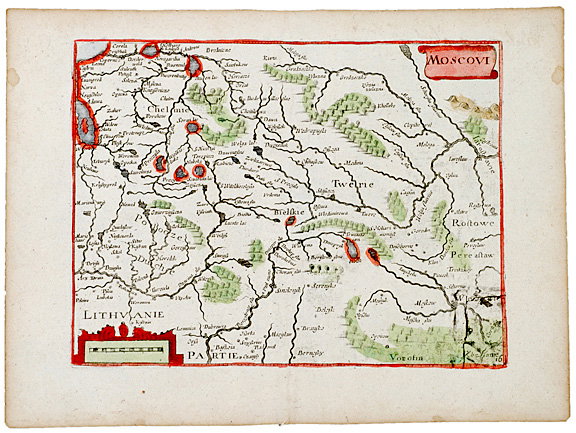 c. 1650 MOSCOVI, Map of Moscow and Lithuania