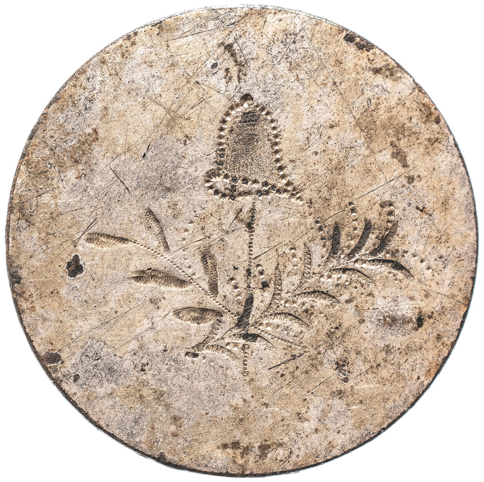 Remarkable LIBERTY CAP ON POLE Vignette Engraved Patriotic Button (1 of 2)