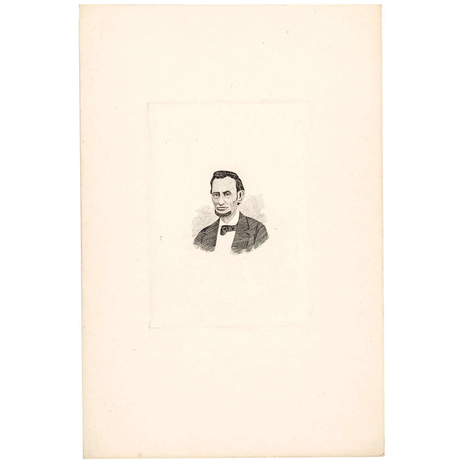 c. 1860 Civil War Era, Abraham Lincoln Portrait Die Sunk Proof Vignette Card Proof (1 of 3)