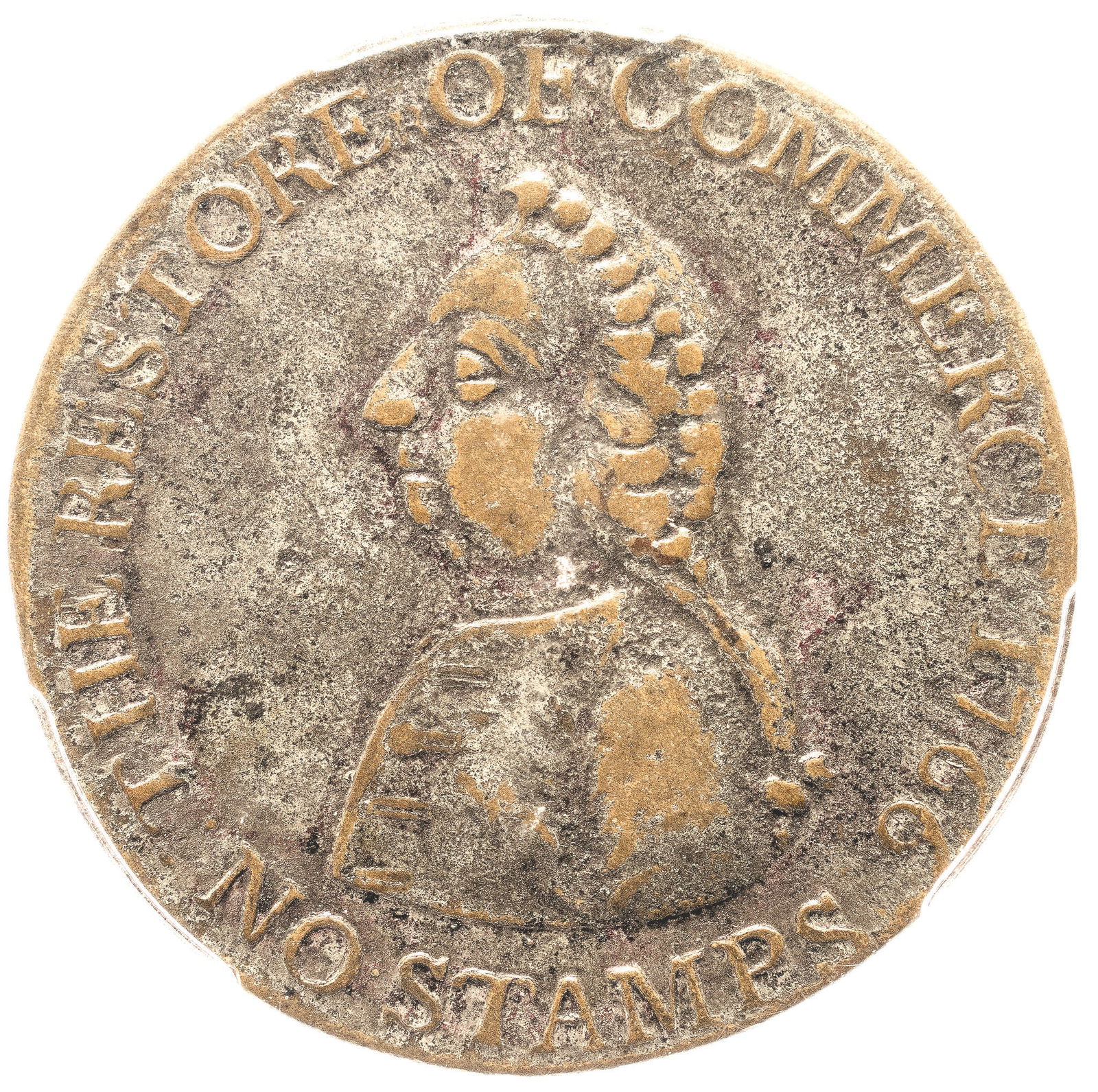 Silvered 1766 Pitt Halfpenny PCGS Certified EF-40 (1 of 4)