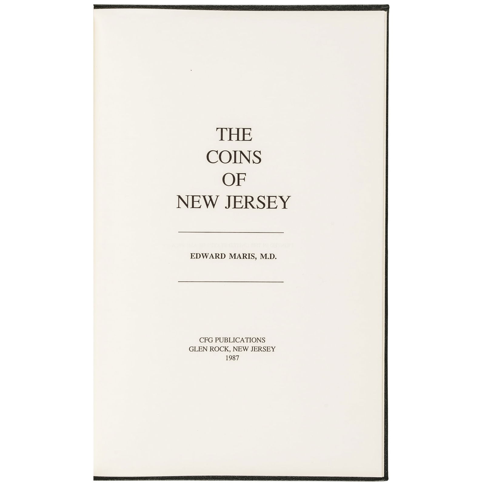 (1881) 1987 Reprint, The Coins Of New Jersey, By Edward Maris Reference