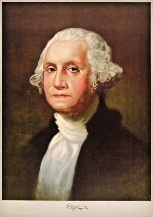 1932, Color Lithograph of George Washington: Washington Related Wonderful “George Washington” Color Lithograph of 1932 1932, Color Lithograph of George Washington, After the Painting by Gilbert Stuart, Edwards & Deutsh Litho Co., Chicago, Il