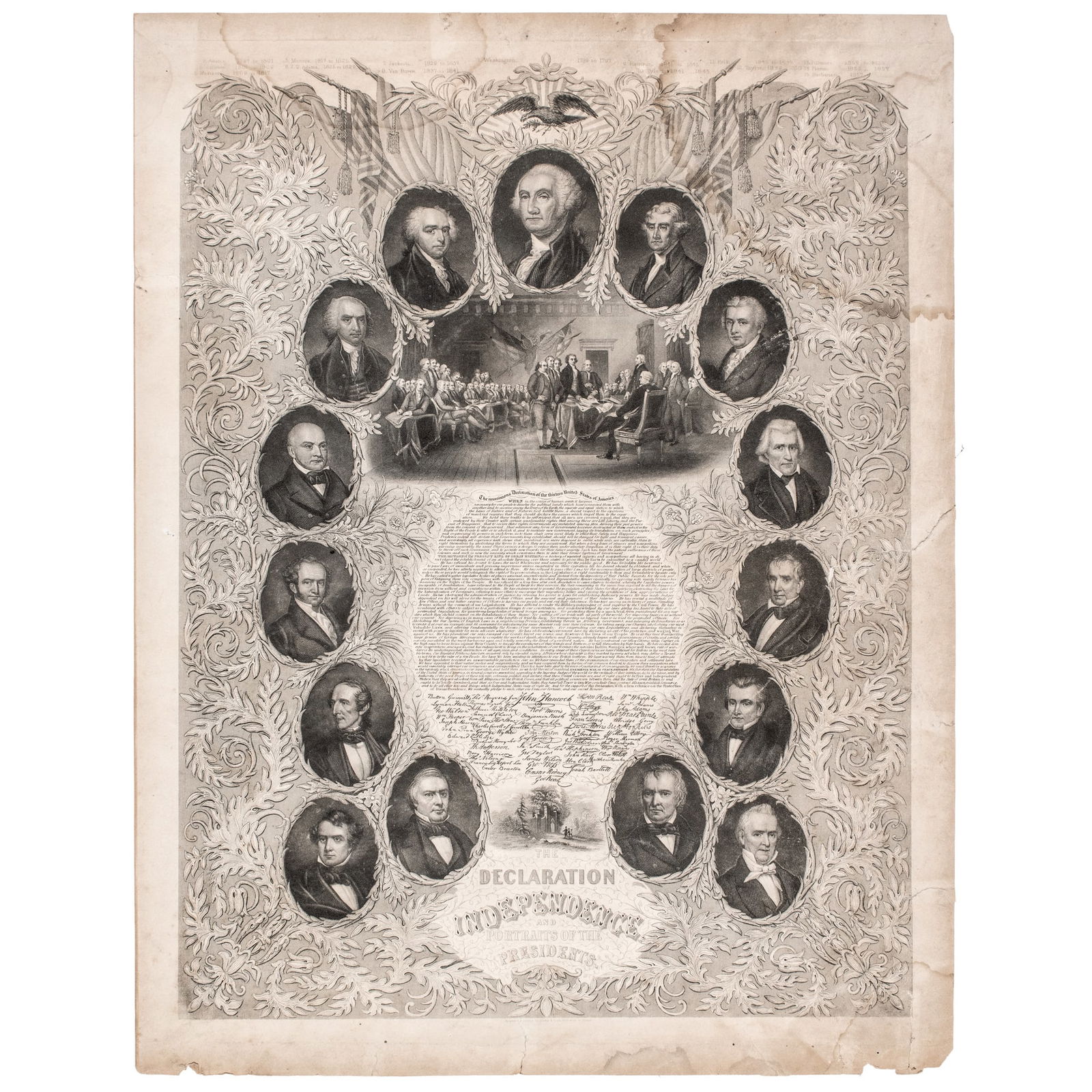 1859 Publication Date Pre Civil War, The Declaration of Independence and Portraits of the Presidents (1 of 10)