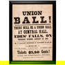 January 27, 1859 Pre Civil War, UNION BALL! Patriotic Broadside, Framed