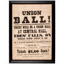 January 27, 1859 Pre Civil War, UNION BALL! Patriotic Broadside, Framed