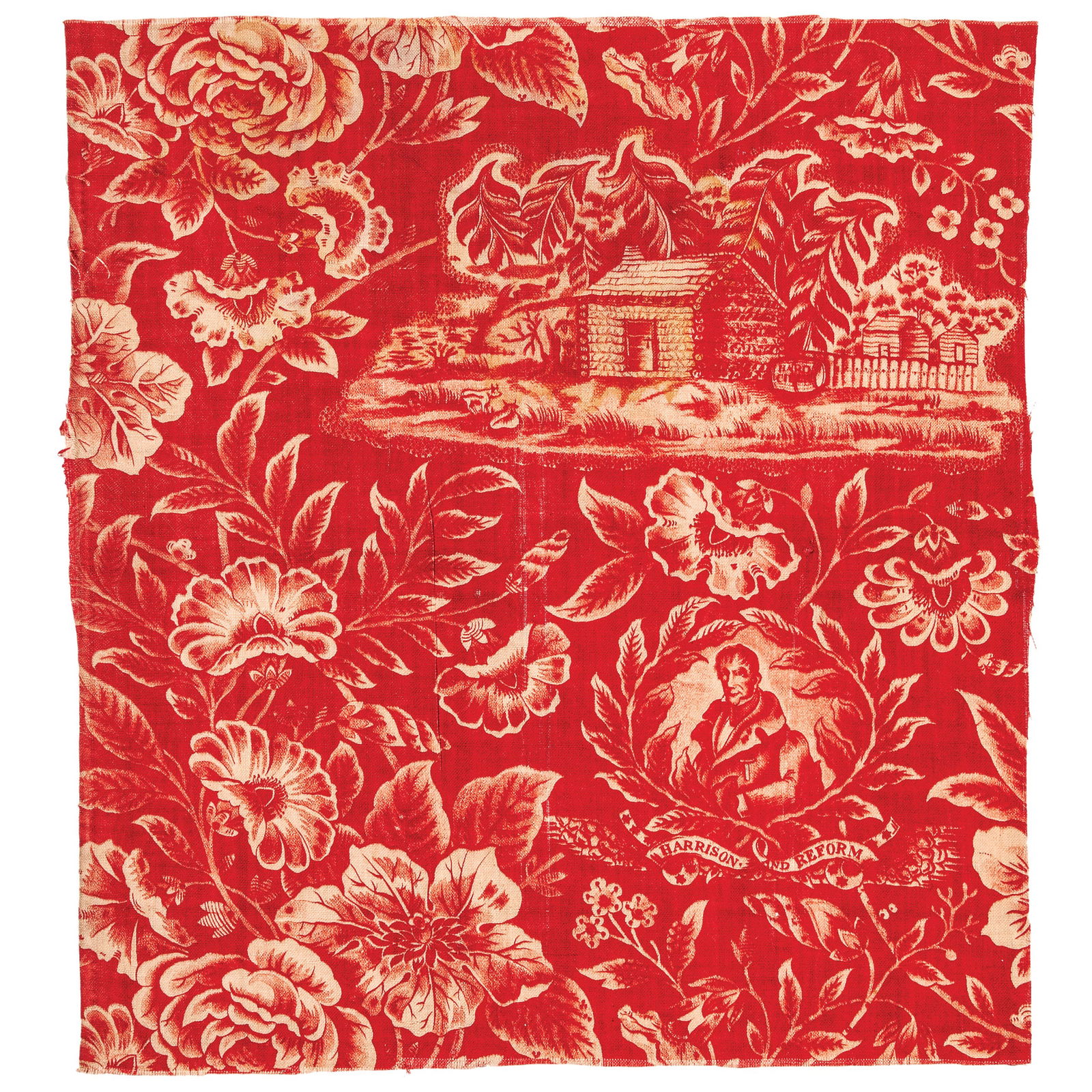 1840 HARRISON AND REFORM Presidential Campaign Textile (1 of 1)