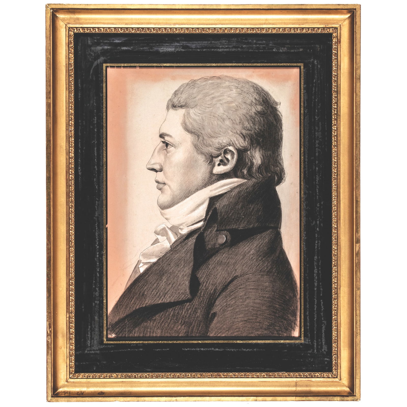 c. 1798, Charles Julien de Saint-Memin Conte-Crayon Profile Portrait of John Morgan Price as Plated: Paintings Charles Julien de Saint-Memin's "Saint-Memin" Original Artwork Portrait of Philadelphia Merchant and Light Horse Captain "John Morgan Price" (1771-1828) this Conte-Crayon Portrait documented