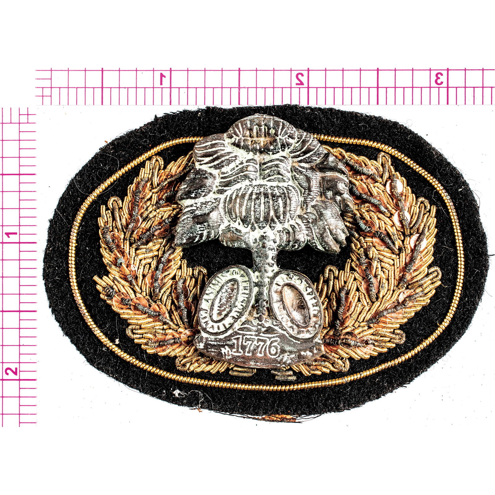 c 1861 CIVIL WAR CONFEDERATE SOUTH CAROLINA GOLD BULLION WREATH + BRASS CENTRAL PALMETTO TREE BADGE (1 of 2)