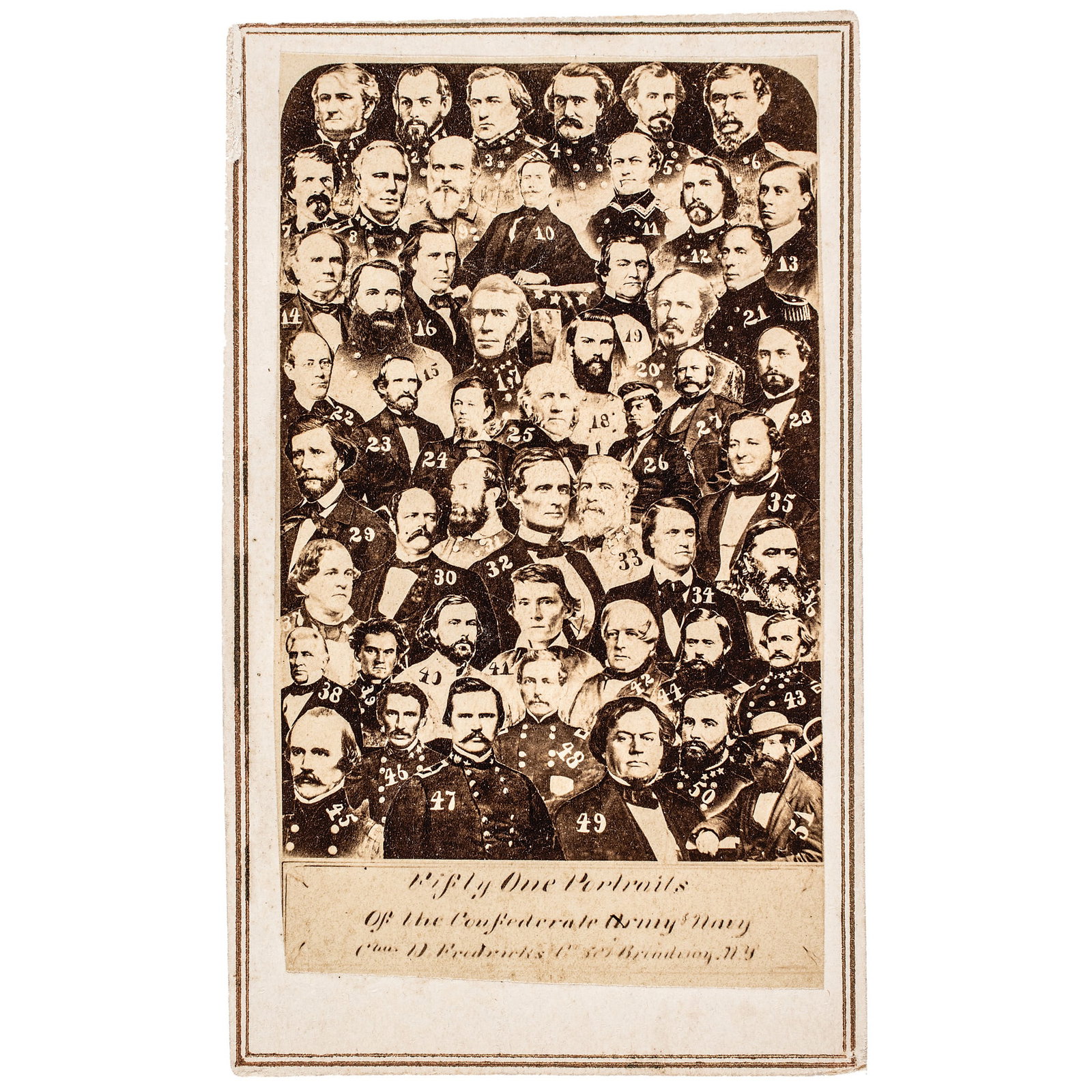 c. 1863 Composite CDV Photo of 51 Military + Political Leaders of the Confederate States of America (1 of 3)