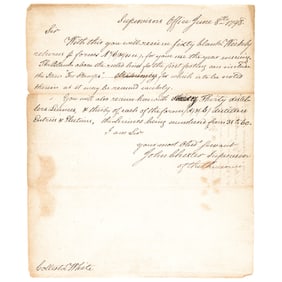 JOHN CHESTER 1798 Autograph Letter Signed, Connecticut Revolutionary War and Bunker Hill Hero