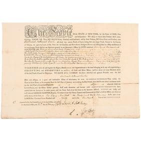 1790 GEORGE CLINTON Founding Father Governor of New York; 4th U.S. Vice President, Signed Land Grant