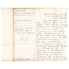 Jan. 24, 1863 General Abner Doubleday Autograph Letter Signed, His Brother Ulysses Heroism in Battle
