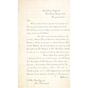 1862 Letter to Abraham Lincoln from Admiral Samuel F. Du Pont Recommending a Chaplain's Appointment