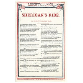 1864 PHILIP H. SHERIDAN Signed Endorsement with CDV and a Patriotic Letter Sheet Sheridan's Ride