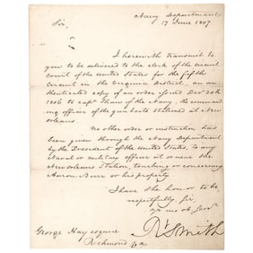 ROBERT SMITH Signed as Secretary of the Navy 1807 Letter to Aaron Burr's Treason Trial Prosecutor