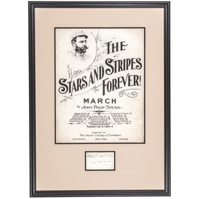 JOHN PHILIP SOUSA The Stars and Stripes Forever Music Sheet Cover with  Its Musical Quotation Signed