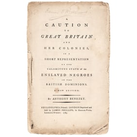 1785 Philadelphia Anthony Benezet, Anti-Slavery Imprint, A Caution To Great Britain and Her Colonies