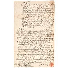 1706 Colonial Boston Document Signed by John Walley, Commanded the Land Forces 1690 Battle of Quebec