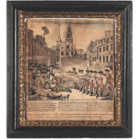 1770 Original PAUL REVERE, THE BLOODY MASSACRE (BOSTON) Handcolored Engraving, Historic REVERE Print