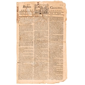 1770 BOSTON-GAZETTE, Masthead Engraved by PAUL REVERE, Referencing the Historic Non-Importation Act
