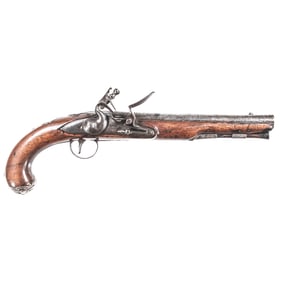 Mid 18th Century French + Indian / American Revolutionary War English Silver Mounted Flintlock