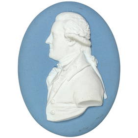 William Franklin c 1730-1813 Wedgwood Light Blue Jasper Plaque High Relief White Porcelain Portrait (1 of 2)