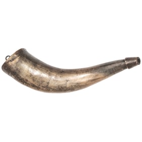 c. 1745-1748 Colonial French Fortress of Louisbourg Hand-Engraved City and Fortress View Powder Horn