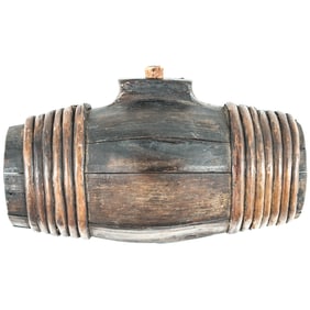 c. 1765 Colonial to Revolutionary War Era, American Wooden Stave Canteen with Willow Tree Bands