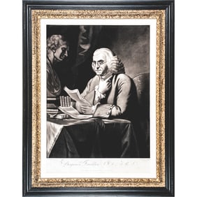 One of the Rarest of Ben Franklin Portraits, Stauffer's 1st State published by Edward Savage in 1793