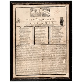 1773 Engraved Boston Broadside: A Prospective VIEW OF DEATH: ... and DYING SPEECH of LEVI AMES,...