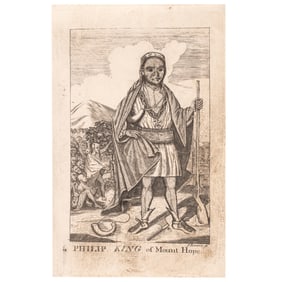 (1772) PAUL REVERE Engraved, PHILIP KING of Mount Hope, Copper-Plate Print Plate Signed, P Revere Sc