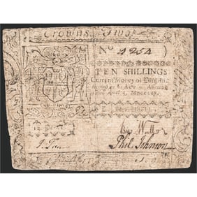 Colonial Currency April 5, 1759 Virginia Act, Ten Shillings, PCGS Very Good-10