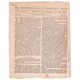 July 19, 1777 Rev. War Newspaper: British Major Gen. Richard Prescott is Captured by Col. Barton