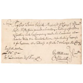 1776 Revolutionary War Pay Order for Arms + Clothing Lost at the Battle of Bunker Hill + Quebec