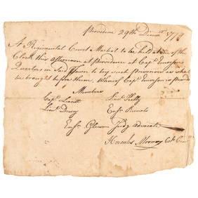 1779 Continental Army Revolutionary War Regimental Court Martial to Hear Signed Hercules Mooney (1 of 6)