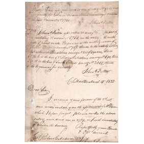 1822 Letter to RICHARD C. ANDERSON, Revolutionary War Crossed the Delaware 1st Boat with Washington