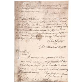 1822 Letter to RICHARD C. ANDERSON, Revolutionary War Crossed the Delaware 1st Boat with Washington (1 of 2)