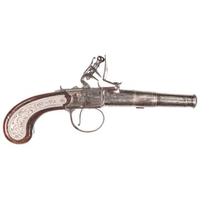 Capt. John Morton 4th Virginia Revolutionary War PAIR of English Box-Lock Engraved Flintlock Pistols