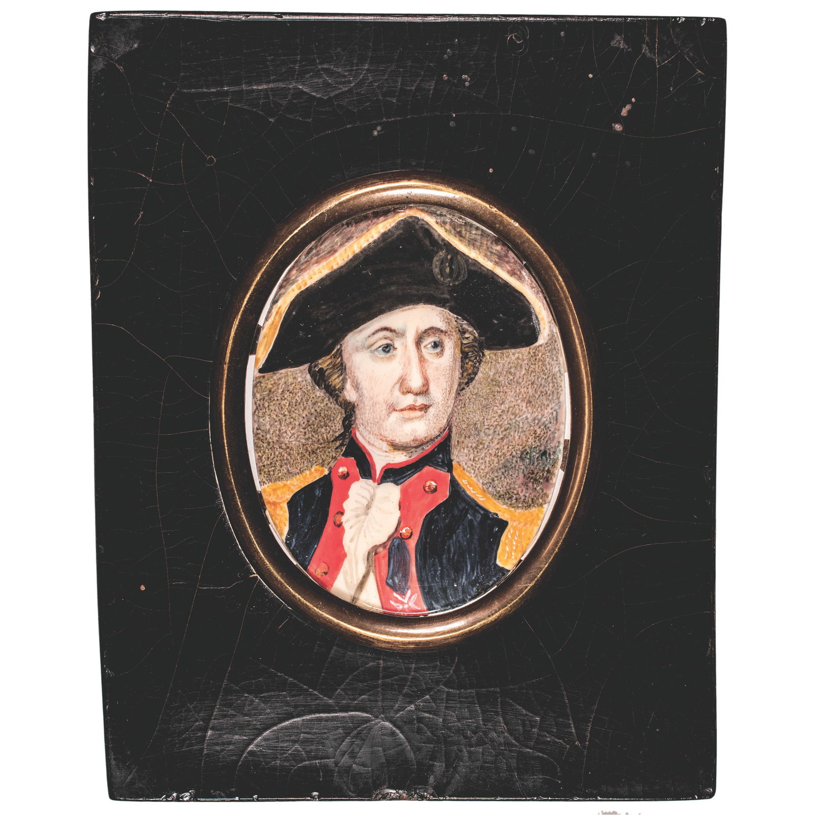 Painted Portrait Miniature of JOHN PAUL JONES after Charles Willson Peale by George Bagby Matthews: American Revolution Handsome Portrait Miniature of Commander John Paul Jones a.k.a. "Father of the American Navy" by George Bagby Matthews after Charles Willson Peale's 1781 Life Portrait Miniature Po