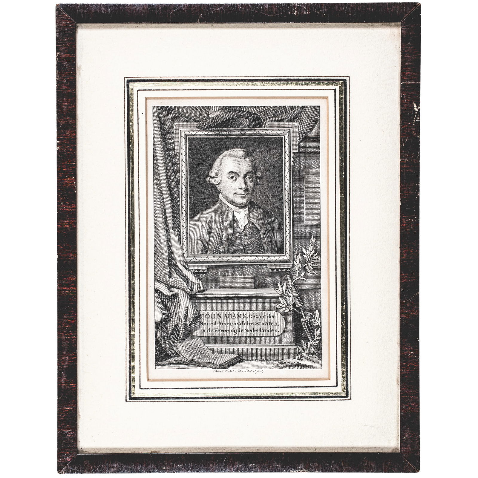 JOHN ADAMS 18th century Revolutionary War Era Engraving by Reinier Vinkeles (1741-1816): American Revolution Scarce Engraving of "JOHN ADAMS" by Reinier Vinkeles "JOHN ADAMS" 18th century Revolutionary War Era Engraving by Reinier Vinkeles (1741-1816), Decoratively Matted and Framed, Amst