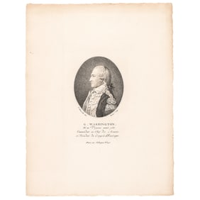 c. 1796 Engraved Proof Print of General George Washington Made During His Lifetime, Paris