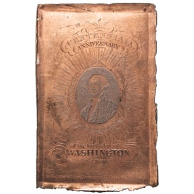 1832 Centennial Anniversary Birth of George Washington, Civic Procession Badge, Struck Copper Plate!