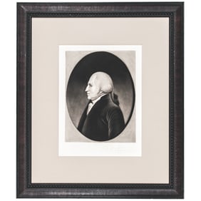 c 1899 SAMUEL ARLENT EDWARDS Signed, George Washington Mezzotint Print after James Sharples Painting