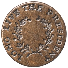 (1789) George Washington Inaugural Button with Small Laurel Wreath + Legend, LONG LIVE THE PRESIDENT