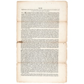 (1798) ALIEN AND SEDITION ACTS Broadsheet, AN ACT of Congress JOHN ADAMS, Naturalization Law of 1798