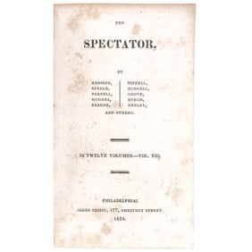 1824 The Spectator, Book with John Floyd Bookplate, Son of John Floyd, Sr.,  Governor of Virginia