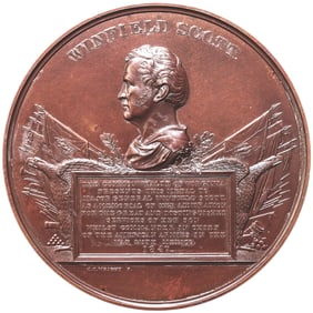 (1847) Virginia Medal to Major General Winfield Scott / Mexican-American War Bronzed Copper 90mm Gem